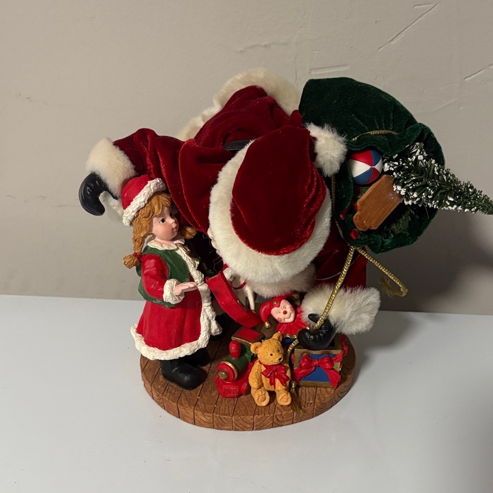Christmas Festive Santa and Child Holiday Figurine